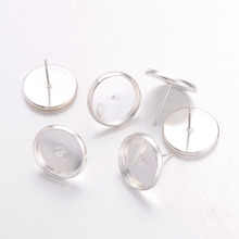 500pcs Tray: 12mm Silver Color Brass Ear Studs Settings For 12mm Glass Cabochons Earring Jewelry Making Diameter: 14mm Pin:0.7mm 2024 - buy cheap