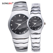 Longbo relógio casual feminino e masculino, relógio de pulso em aço inoxidável com cristais de quartzo e luxo 2024 - compre barato