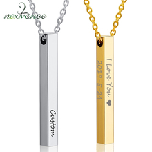 Nextvance colar com pingente personalizado, colar de aço inoxidável com barra vertical, dourado, gravado, nome, colar feminino, presente especial 2024 - compre barato
