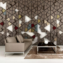 Decorative wallpaper 3d solid polygonal mosaics tile modern TV background wall paper 2024 - buy cheap