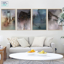 Splspl zen abstracto paisagem pintura em tela quadros de parede para decoração de casa, decoração da parede 2024 - compre barato