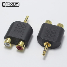 Conector macho para rca fêmea 3.5mm banhado a ouro, 3 polegadas, conector de áudio 2 em 1, fone de ouvido estéreo com faixa dupla, 1 peça 2024 - compre barato