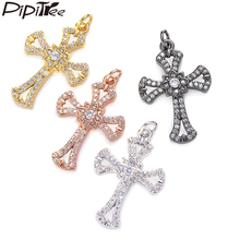 Pipitree 3pcs/lot Clear Cubic Zirconia Hollow Cross Charm DIY Pendant Necklace Charms Jewelry Making Accessories Wholesale 2024 - buy cheap