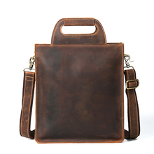 Famous Brand Casual Vertical Totes bag handbag Retro crazy horse skin leather men's briefcase men shoulder bag male business Bag 2024 - buy cheap