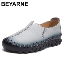 BEYARNEWoman Genuine Leather shoes Spring Solid Flat shoes Fashion Women Flats Ballet Women shoes Soft bottom Casual LoaferE384 2024 - buy cheap