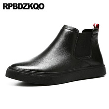 Ankle Boots Winter Trainer Chelsea Faux Fur Sneakers Full Grain Flat Men Slip On Casual Shoes Booties High Top Genuine Leather 2024 - buy cheap