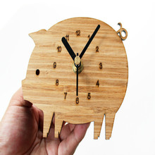 Pig Refrigerator Clock Natural Bamboo Wood Fashion Creative Pastoral Animal Message Stick Magnetic Wall Clocks 2024 - buy cheap