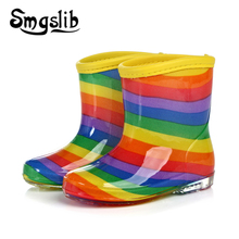 Children Rain Boys Girls Jelly Shoes Boots Rainbow Colorful Boot Toddler 2018 Spring Autumn Fashion Rubber Rainboots 2024 - buy cheap