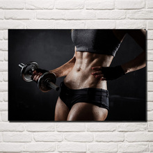 girl fitness sexy body sports artwork living room decor home wall art decor wood frame fabric posters KG110 2024 - buy cheap