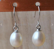 Wholesale Pearl Earrings - White Color Rice Shape 6-7MM Genuine Freshwater Pearl Dangle Earrings,S925 Sterling Silvers Jewelry. 2024 - buy cheap