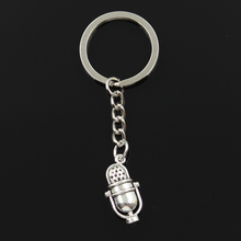 Модное кольцо для ключей 3 см, металлическая цепочка для ключей, ювелирное изделие, античная бронза, посеребренный микрофон 26x13 мм, подвеска 2024 - купить недорого