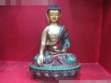 S03097 Tibete Budismo puro Bronze Sakyamuni Buddha estátua de Ouro Mosaico de Turquesa Coral 2024 - compre barato