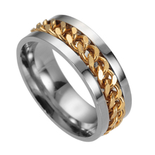 Anel de corrente giratório de 8mm, flexível de aço inoxidável de titânio, casual, casamento, anéis de dedo, jóias masculinas, presente 2024 - compre barato