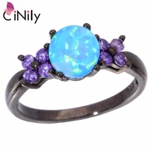 CiNily Created Blue Fire Opal Purple Zircon Black Gold Color Wholesale Hot Sell for Women Jewelry Ring Size 6 7 8 OJ8123 2024 - buy cheap