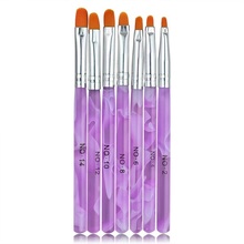 wholesale excellent 7pcs purple handle UV Gel Acrylic Nail Art painting Brushes drawing pen set 50sets/lot free DHL/EMS shipping 2024 - buy cheap