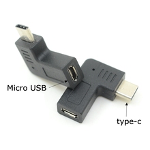90 градусов USB правый угловой тип-c штекер к Micro USB 2,0 5pin Женский Локоть зарядки данных адаптер разъем Micro-USB 2024 - купить недорого