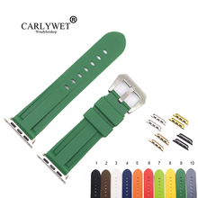 CARLYWET Moda 38 40 42 44mm Verde Branco Substituição de Pulso de Borracha de Silicone Watchband Correia Loops Para Iwatch Série 4 /3/2/1 2024 - compre barato