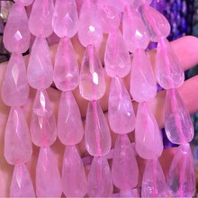 Contas de pedra natural de quartzo rosa, contas natual com pedras preciosas, contas soltas diy para fazer joias em forma de gota de 15 "por atacado! 2024 - compre barato