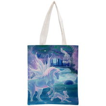 Custom Unicorn Tote Bag Reusable Handbag Shoulder Pouch Foldable Cotton Canvas Shopping Bags Customize your image 2024 - buy cheap