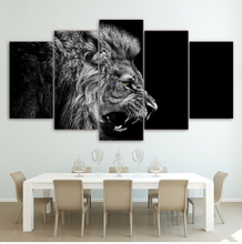 Картины на холсте, настенные картины с рамкой для домашнего декора, 5 шт., картины с изображением рассеянного льва, Модульная картина для гостиной с высоким разрешением 2024 - купить недорого