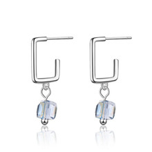 New Creative Geometric Cube Personality Silver Plated Jewelry Square Crystal Sweet Gift Stud Earrings XZE037 2024 - buy cheap