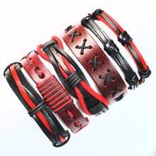 ZotatBele Wholesale 5PCS Handmade Leather Bracelets Charm Multilayer Braid Wrap Bracelets Bangles Rope Chain Men Jewelry FK2 2024 - buy cheap