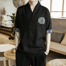 Ropa tradicional china para hombres, camisa con cuello blusa china, wushu, kung-fu, atuendo, tops, camisa de lino, TA063 2024 - compra barato