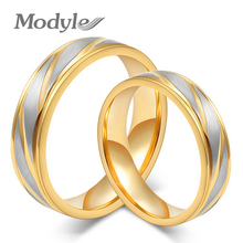 Modyle New Fashion Men and Women Wedding Rings Gold-Color Rings Stainless Steel Couple Wedding Rings for Men and Women 2024 - buy cheap