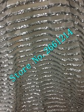 Nice looking  embroidery mesh lace african sequins lace fabric BZL-7112 for evening dress in silver color ship by dhl 2024 - buy cheap