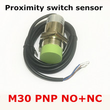 PNP NO + NC цилиндрический тип M30 DC 6-36 в, 4 провода, Бесконтактный переключатель, индукционный датчик, беззамыкающее расстояние 15 мм, обычно открывается и закрывается 2024 - купить недорого