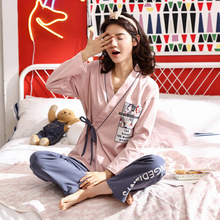 Women 2019 spring and autumn new Korean pajamas ladies sweet Japanese kimono long sleeve pants cotton casual women pajama sets 2024 - buy cheap