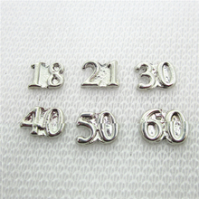 20pcs Silver number 18 21 30 40 50 60 floating charms living glass memorty floating lockets pendants charms diy jewelry 2024 - buy cheap