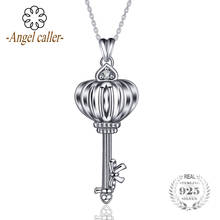 Angel Caller Sterling Silver Necklace Crown Key  Pendants Necklace AAA Zircon Choker Chains 925 Fashion Jewelry for Women CYD87 2024 - buy cheap