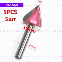 6mm*16mm*60Degree,5pcs,Free shipping CNC Engraving Woodworking Milling Cutter,Tungsten Solid carbide End Mill,3D V Router Bit 2024 - buy cheap