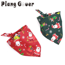 Красный треугольный бандаж для собак, рождественский ошейник, шейный платок, треугольный шарф для питомцев, галстук с оленем, санта-клаус 2024 - купить недорого