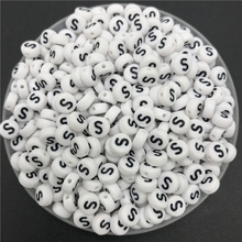 Contas de letras de 7mm, formato oval, 100 peças, faça você mesmo, contas para colar, fazer joias 2024 - compre barato