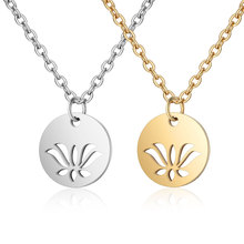 Collar de cadena de oro para mujeres, pendiente de flor de loto de acero inoxidable y titanio 2019, cadena de oro para mujeres 2024 - compra barato