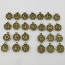 26pcs Round Vintage Alphabet Charms Capital Letter Beads Initial Pendants Alloy Jewelry Making Accessories DIY 2024 - buy cheap