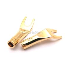 10 Pcs ID:7.4mm Pure copper Goldplated banana plug speaker cable Y U Type plug Audio cable connector 2024 - buy cheap