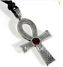 30pcs a lot  antique silver plated  religious  ankh  cross with colorful  crystal pendant necklace jewelry 2024 - buy cheap