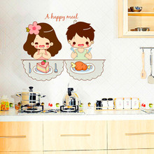 Adesivo de decoração de parede com desenho animado, para o café da manhã, decoração da cozinha e restaurante, removível, pvc, 30x45cm, 1 peça 2024 - compre barato
