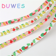 DUWES 3/8 "50 ярдов Бесплатная доставка фрукты печатных Grosgrain ленточный аксессуар бант для волос Головные уборы DIY украшения OEM 9 мм D1087 2024 - купить недорого