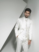 2016 esmoquin nuevo para novio marfil padrinos de boda solapa mandarín/trajes de cena padrino de boda (chaqueta + Pantalones + corbata + chaleco) B515 2024 - compra barato