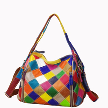Caerlif brand genuine leather bags for women Handbags colorful splicing Top-handle Shoulder Crossbody Bags bolsa mom bag 2024 - buy cheap