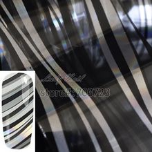 Fashion Laser Sliver Black Stripe Nail Art Transfer Foil Sticker for Nail Tip Craft Manicure Decoration GL37 2024 - buy cheap