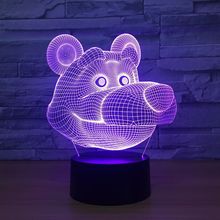 Lámpara LED 3D con dibujo de oso para niños, luz nocturna de 7 colores con USB, ilusión óptica increíble, regalo de fiesta de cumpleaños 2024 - compra barato