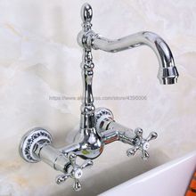 Basin Faucets Modern Chrome Wall Mounted Kitchen Bathroom Sink Faucet Dual Handle Swivel Spout Hot Cold Water Mixer Tap Bnf966 2024 - buy cheap