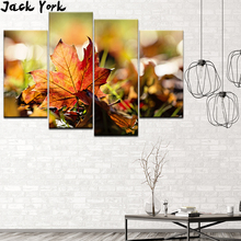 Pintura en lienzo de hojas de otoño, 4 piezas, arte de pared, papel tapiz Modular, póster impreso, sala de estar, decoración del hogar, envío gratis 2024 - compra barato