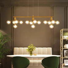 Lustre moderno de iluminação led ac90v-260v, decoração para sala de estar, restaurante, bola de vidro transparente, cozinha, ambientes internos, lâmpada de suspensão dourada 2024 - compre barato