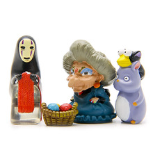 Conjunto de 4 unids/set de figuras de juguete de Spirited Away, sin cara, hombre, madre sopera, canasta de lana y ratón, Studio Ghibli muñecas Hayao Miyazaki Kaonashi 2024 - compra barato